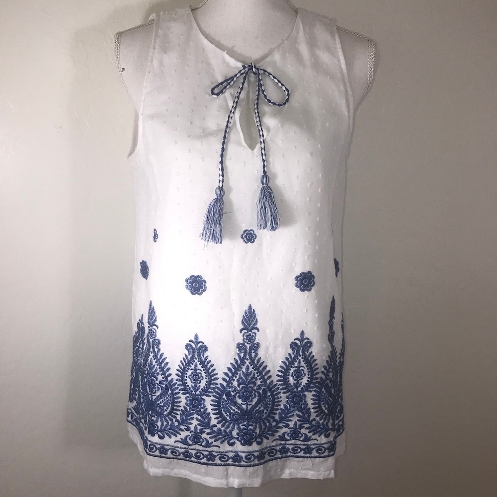 Karen Kane Sleeveless Embroidered Cotton Tunic